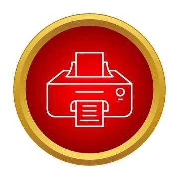 Printer machine icon printing document red circle 库存插图