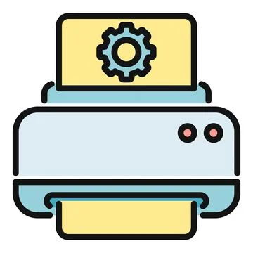 Printer machine icon showing settings and configuration イラスト素材