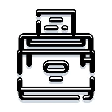 Printer machine manufacturing document outputting paper icon Stock Illustration