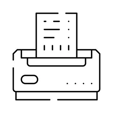 Printer machine outline icon printing a document Stock Illustration