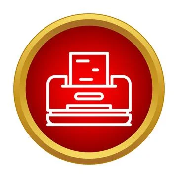 Printer machine outline icon in red circle Stock Illustration