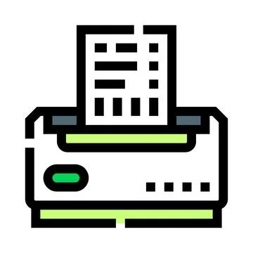 Printer machine producing document output for office work Stock Illustration