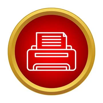 Printer machine red circle icon for printing document Stock Illustration
