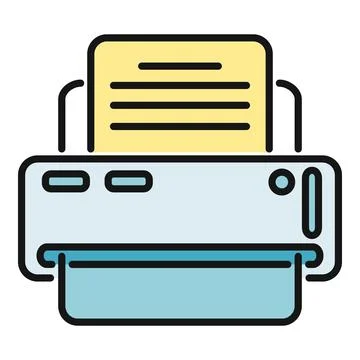 Printer machine releasing printed document line icon 库存插图
