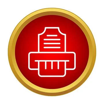 Printer machine scanning document icon in red circle Stock Illustration
