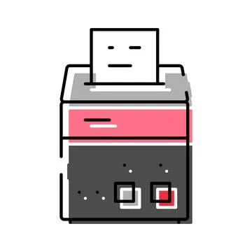 Printer machine sending document processing data output Stock Illustration