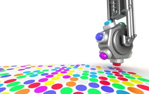 Printer make a picture closeup concept Stock Illustration