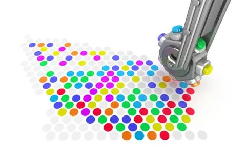 Printer make a picture closeup concept Stock Illustration