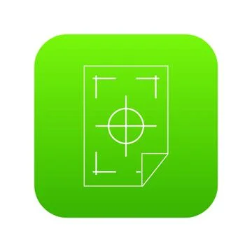 Printer marks on a paper icon digital green Stock Illustration