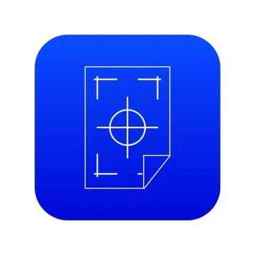 Printer marks on a paper icon digital blue Stock Illustration