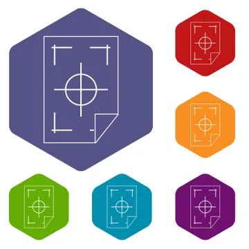 Printer marks on a paper icons set Stock Illustration
