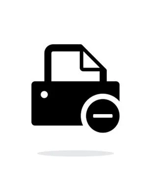 Printer with minus sign icon on white background. Stock-Illustration