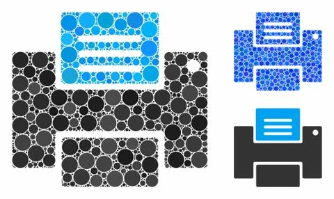 Printer Mosaic Icon of Round Dots Stock Illustration