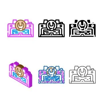 Printer multipack fixing repair computer color icon vector Stock Illustration