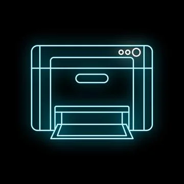 Printer neon glowing icon representing digital technology Stock Illustration