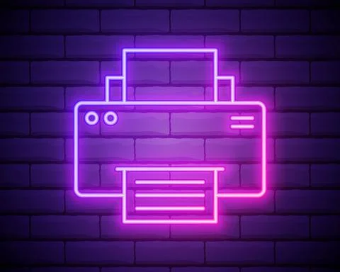 Printer neon icon. Elements of technology set. Simple icon for websites, web  Stock-Illustration