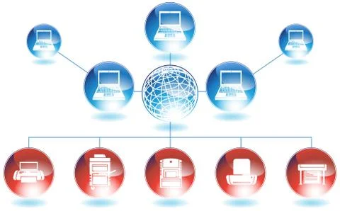 Printer network Stock Illustration