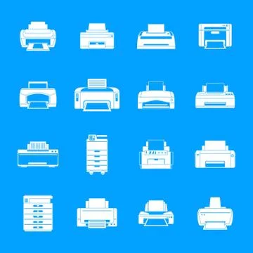 Printer office copy document icons set simple style Stock Illustration