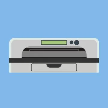 Printer office machine vector icon device design. Graphic digital ink job bus Stock Illustration