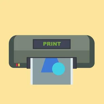 Printer office machine vector icon device design. Graphic digital ink job bus 스톡 일러스트