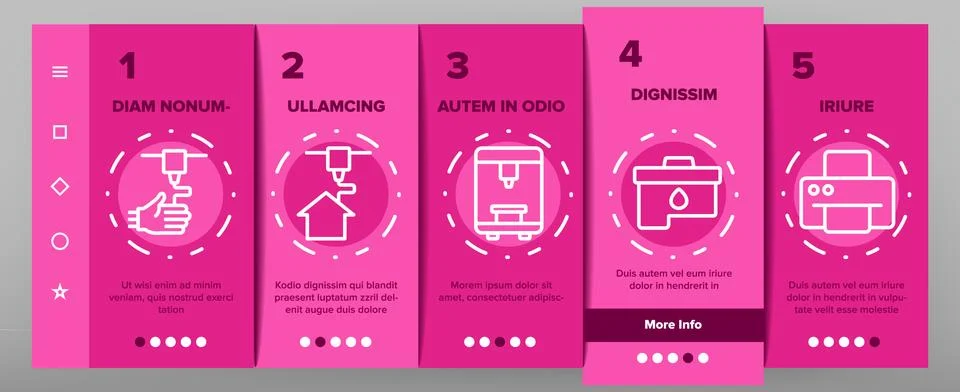 Printer Onboarding Icons Set Vector Stock Illustration