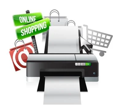 Printer online shopping concept illustration design over a white background Ilustración de archivo