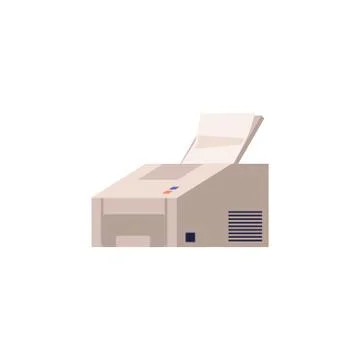 Printer or photocopier with paper flat cartoon vector illustration isolated. Stock Illustration