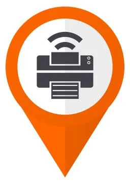 Printer orange pointer vector icon in eps 10 isolated on white background. Stock Illustration