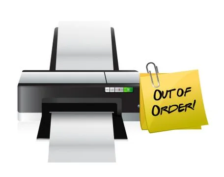Printer out of order post illustration design over a white background Illustrazione stock
