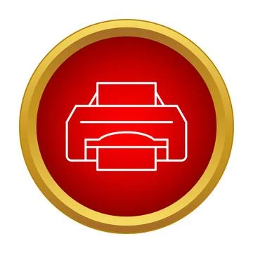 Printer outline icon within metallic gold frame Stock Illustration