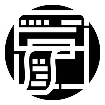 Printer outputting documents from a computing device icon Stock Illustration