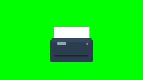 Printer outputting paper animation on green screen background Stock Footage 346738690