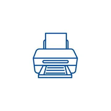 Printer with paper line icon concept. Printer with paper flat vector symbol Illustrazione stock