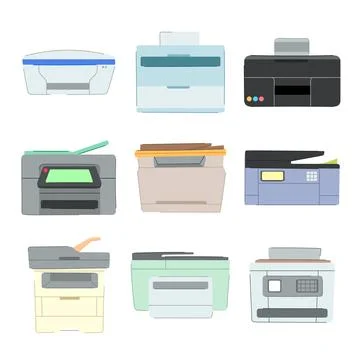 Printer paper set cartoon vector illustration Stock Illustration