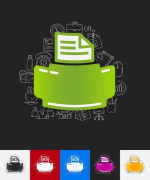 Printer paper sticker with hand drawn elements 스톡 일러스트