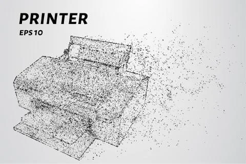 The printer of the particles. The printer consists of circles and points. Vec Stock Illustration
