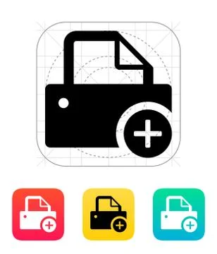 Printer with plus sing icon Stock Illustration