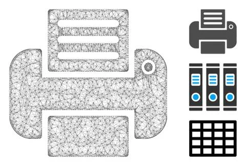 Printer Polygonal Web Vector Mesh Illustration Stockillustratie