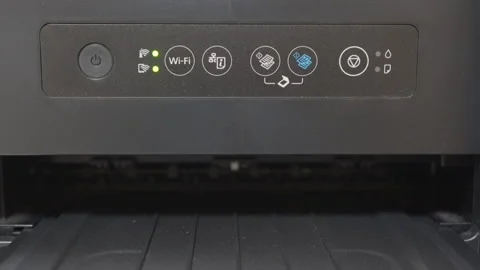 Printer Prepares for Job with Internal Mechanical Whirring and Clicking Stock Footage 321525664