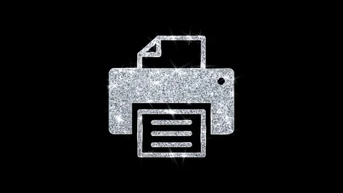 Printer Print Computer Icon Shining Glitter Loop Blinking Particles . Stock Footage 116056661