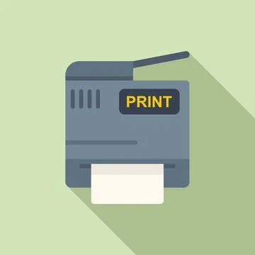 Printer print icon flat vector. Digital machine Stock Illustration