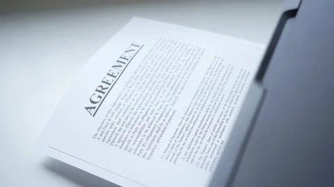 Printer Printing Agreement Contract Document Paper Closeup Stock Footage 243326525