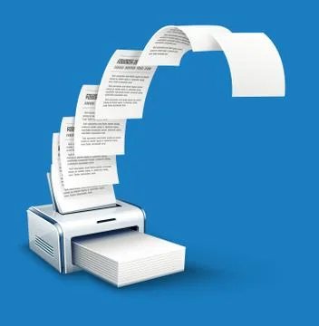 Printer printing copies of text to paper with copyspace Stock Illustration