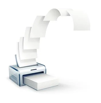 Printer printing copies to white paper Stock Illustration