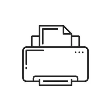 Printer printing device isolated outline icon Stock Illustration