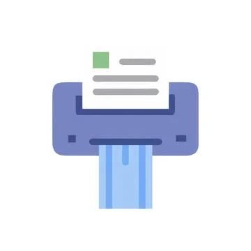Printer printing document with blue ink on white background Stock Illustration