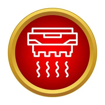 Printer printing document icon on red button イラスト素材