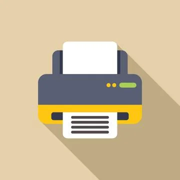 Printer printing document with long shadow, flat design icon Stock Illustration