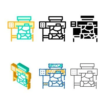 Printer for printing on fabric color icon variations vector Stock Illustration