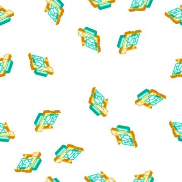 Printer for printing on fabric isometric icon seamless pattern Stock Illustration